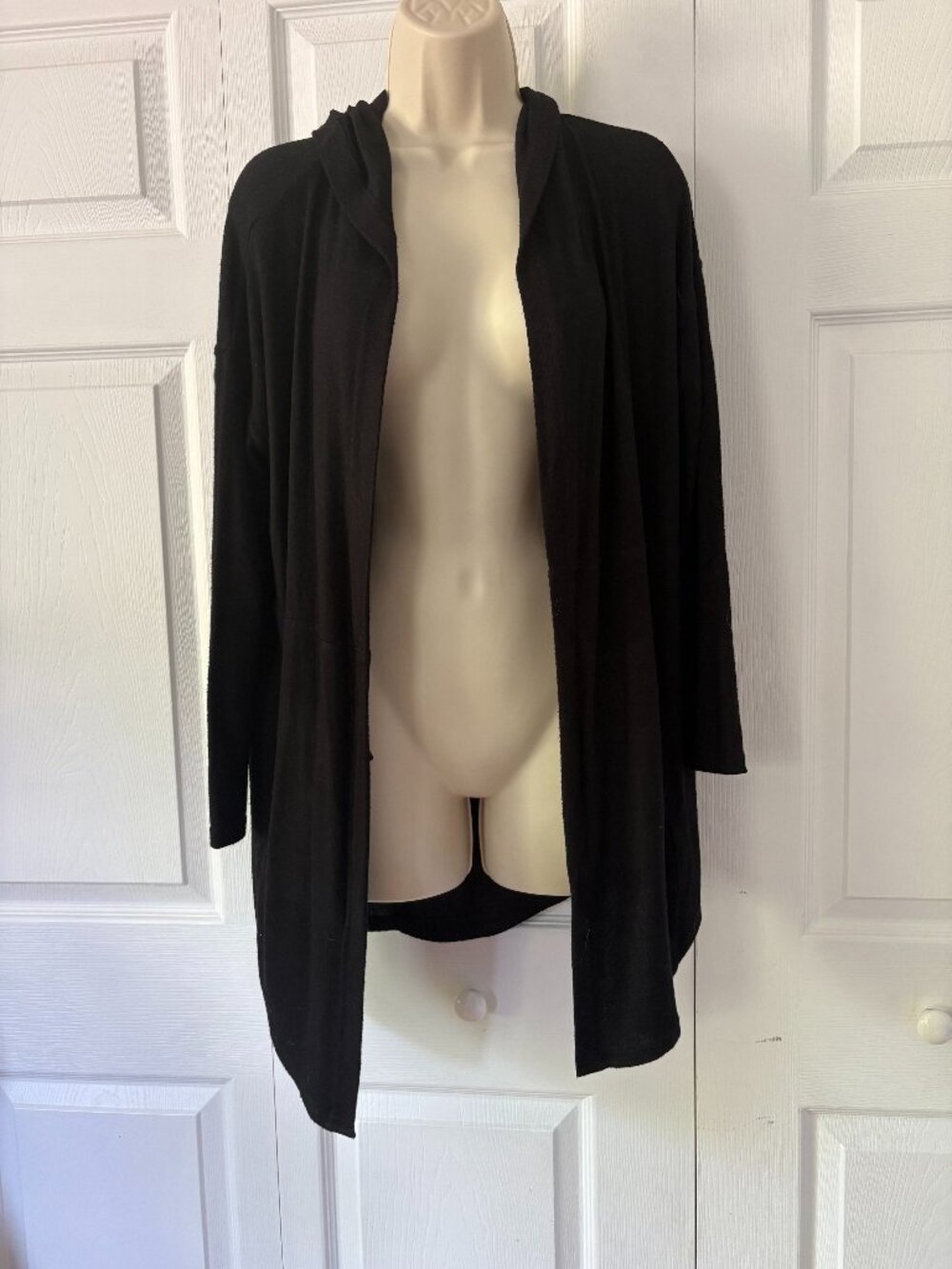 Z Supply Cozy Hooded Open Front Cardigan Sweater Black Extra Small XS Soft Knit